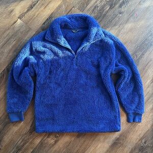 Eddie Bauer Women’s Royal Blue Quarter Zip Plush Sweater